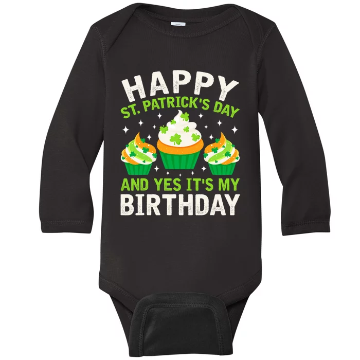 Happy St Patricks Day Birthday Saint Paddys Baby Long Sleeve Bodysuit