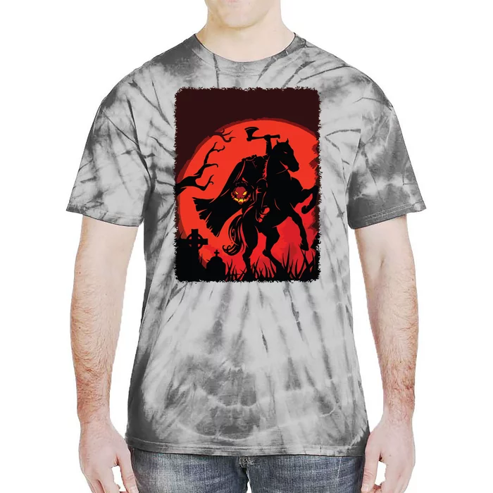 Halloween Scary Pumpkin Headless Horseman Horse Riding Lover Tie-Dye T-Shirt