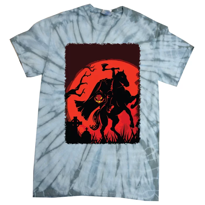 Halloween Scary Pumpkin Headless Horseman Horse Riding Lover Tie-Dye T-Shirt