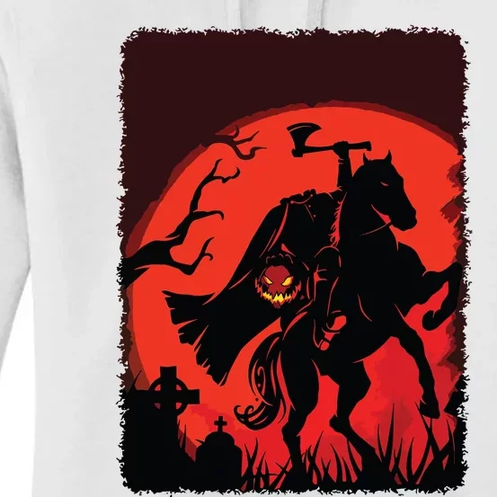 Halloween Scary Pumpkin Headless Horseman Horse Riding Lover Women's Pullover Hoodie