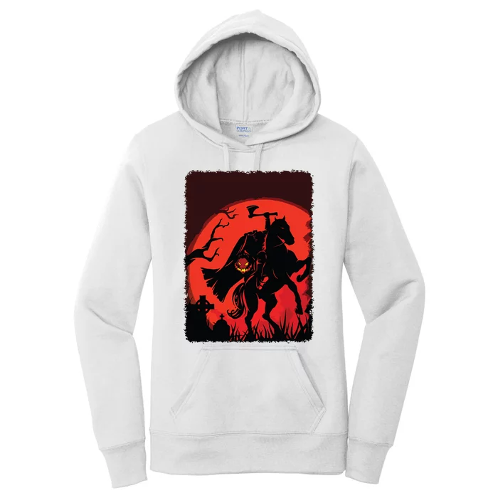 Halloween Scary Pumpkin Headless Horseman Horse Riding Lover Women's Pullover Hoodie