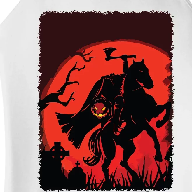 Halloween Scary Pumpkin Headless Horseman Horse Riding Lover Women’s Perfect Tri Rocker Tank