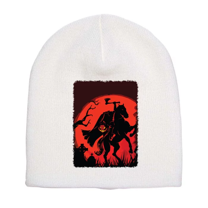 Halloween Scary Pumpkin Headless Horseman Horse Riding Lover Short Acrylic Beanie