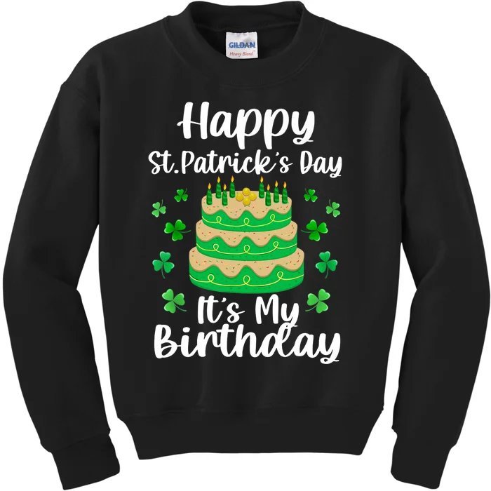 Happy St. Patrick's Day It's My Birthday Shamrock Irish Kids Sweatshirt