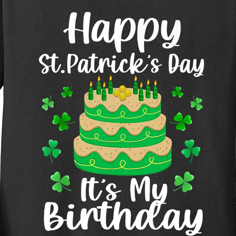 Happy St. Patrick's Day It's My Birthday Shamrock Irish Kids Long Sleeve Shirt