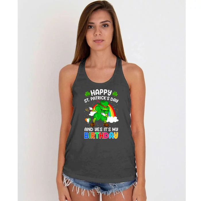 Happy St Patricks Day And My Birthday Cool Dabbing Shamrock Women's Knotted Racerback Tank