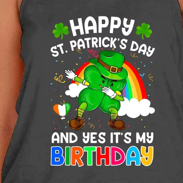 Happy St Patricks Day And My Birthday Cool Dabbing Shamrock Women's Knotted Racerback Tank