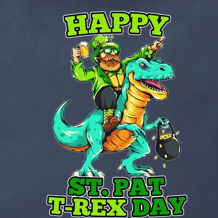 Happy St. Pat TRex Day Saint Patrick's Leprechaun Dinosaur Zip Tote Bag