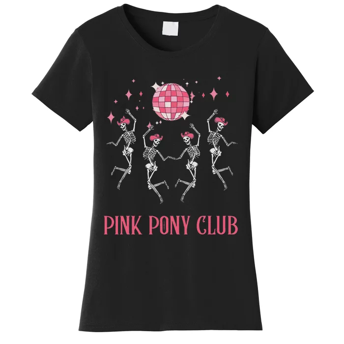 Halloween Skeleton Pony Club Cowgirl Western Birthday Gift Women's T-Shirt