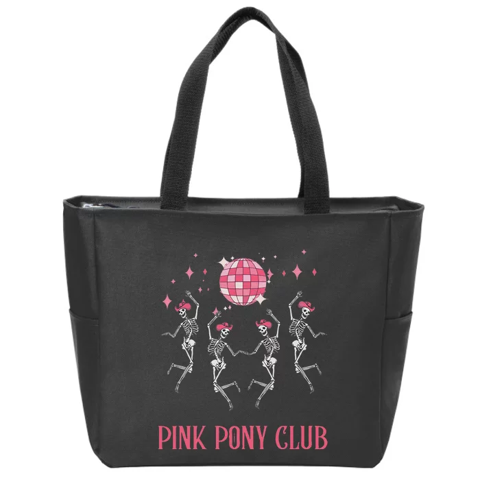 Halloween Skeleton Pony Club Cowgirl Western Birthday Gift Zip Tote Bag