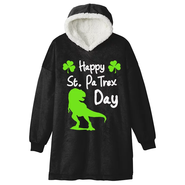 Happy St. Pa Trex Day Cute Trex Dino St. Patrick's Hooded Wearable Blanket