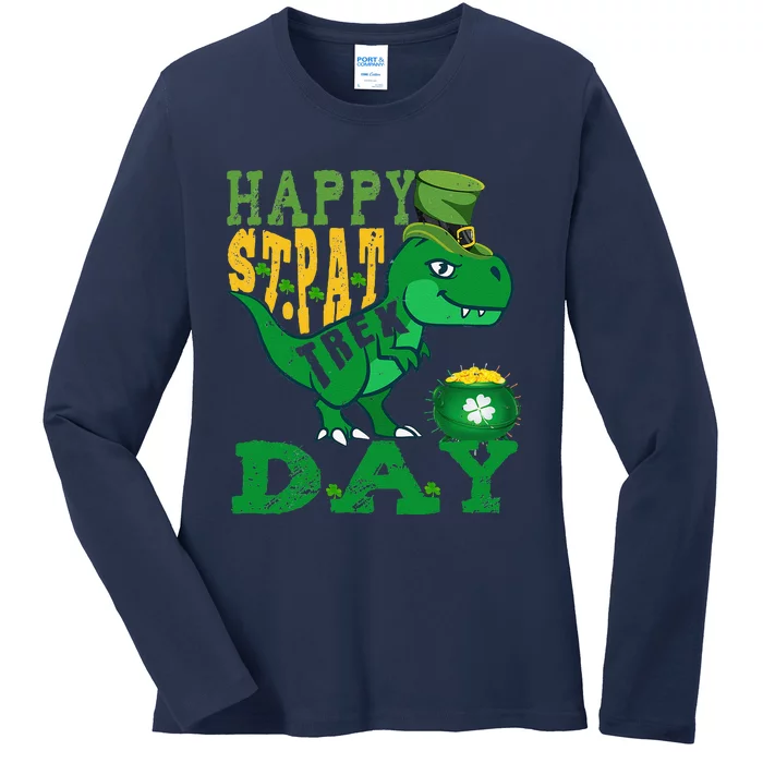 Happy St. PatRex Day Saint Patrick's Day Dinosaurs Ladies Long Sleeve Shirt