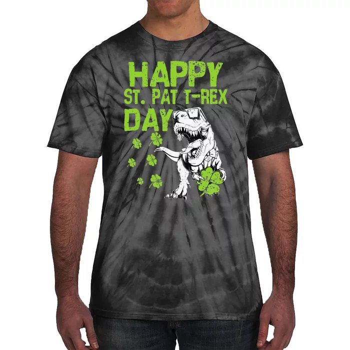 Happy St. Pat t-Rex Day Saint Shenanigan Clover Irishman Tie-Dye T-Shirt