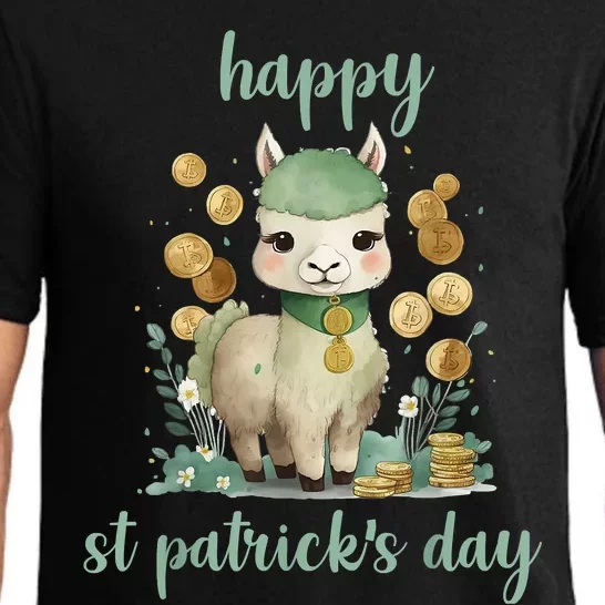 Happy St Patrick's Day Three Llama Irish Shamrock Leprechaun Pajama Set