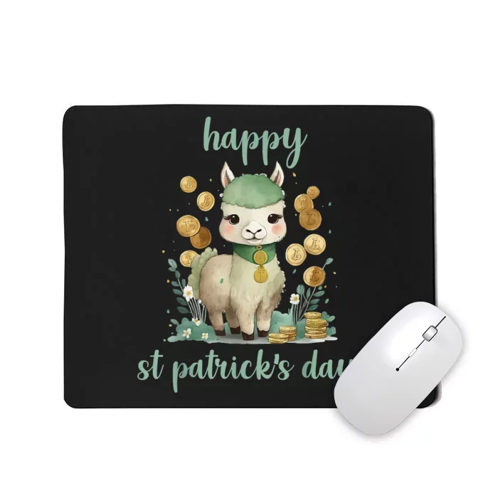 Happy St Patrick's Day Three Llama Irish Shamrock Leprechaun Mousepad