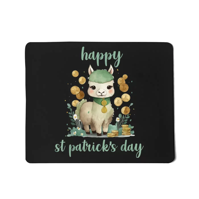 Happy St Patrick's Day Three Llama Irish Shamrock Leprechaun Mousepad