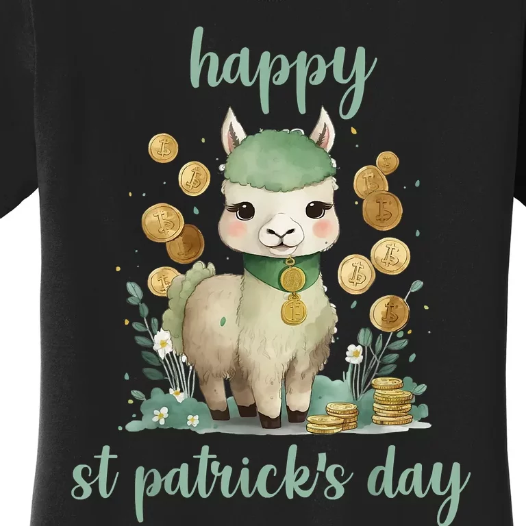 Happy St Patrick's Day Three Llama Irish Shamrock Leprechaun Women's T-Shirt