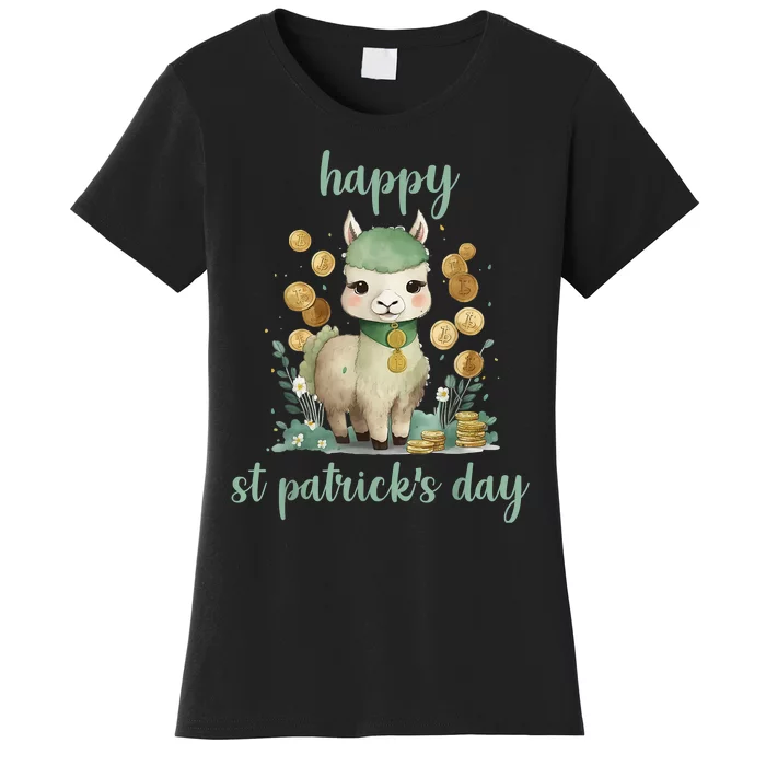 Happy St Patrick's Day Three Llama Irish Shamrock Leprechaun Women's T-Shirt