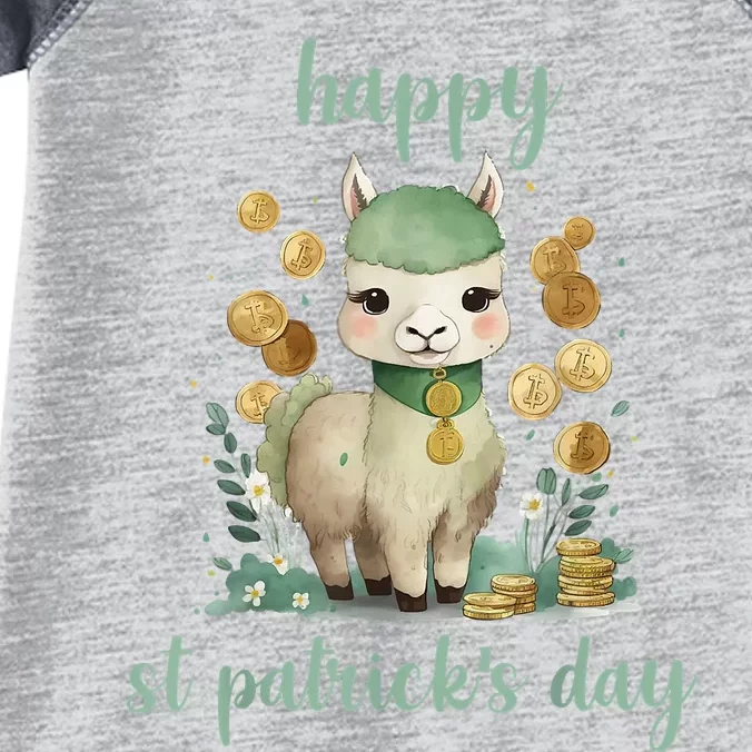 Happy St Patrick's Day Three Llama Irish Shamrock Leprechaun Infant Baby Jersey Bodysuit