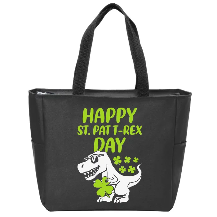 Happy St Pat T Rex Saint Patrick's Day Dinosaur Love Cute Zip Tote Bag