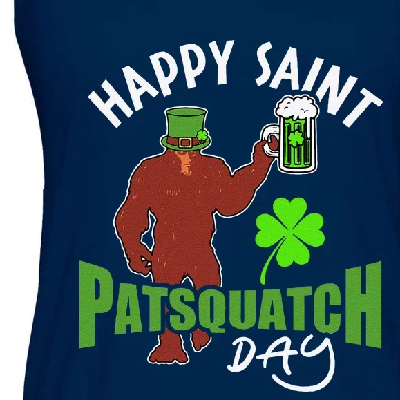 Happy Saint Patsquatch Day Funny St. Patrick's Day Bigfoot Ladies Essential Flowy Tank