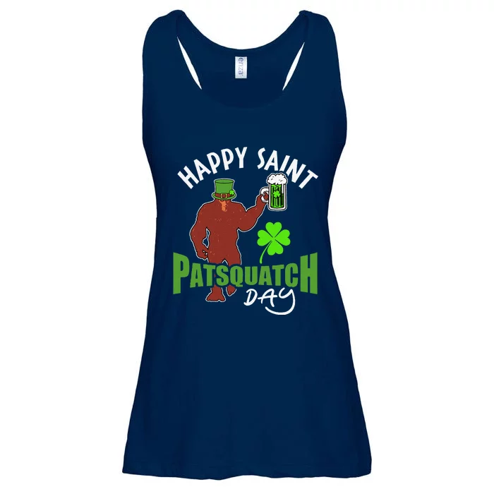 Happy Saint Patsquatch Day Funny St. Patrick's Day Bigfoot Ladies Essential Flowy Tank