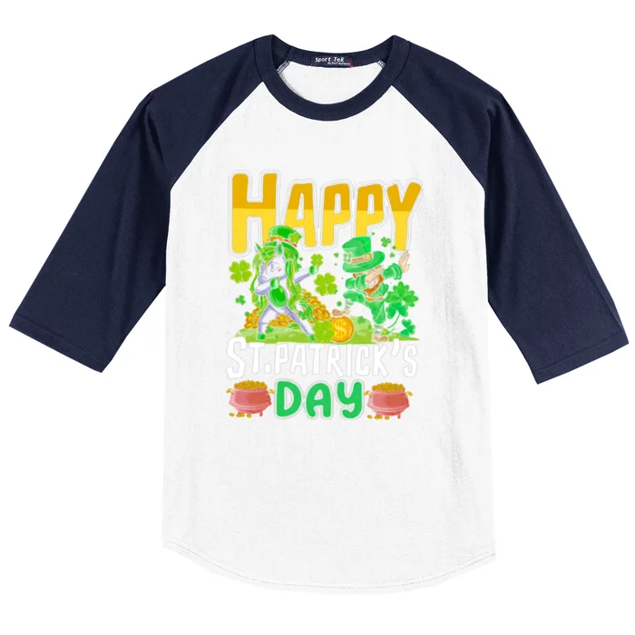 Happy St Patrick’s Day Unicorn Dab Baseball Sleeve Shirt