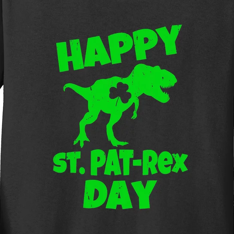 Happy St Pat Trex Day Dino St Patricks Day Kids Long Sleeve Shirt