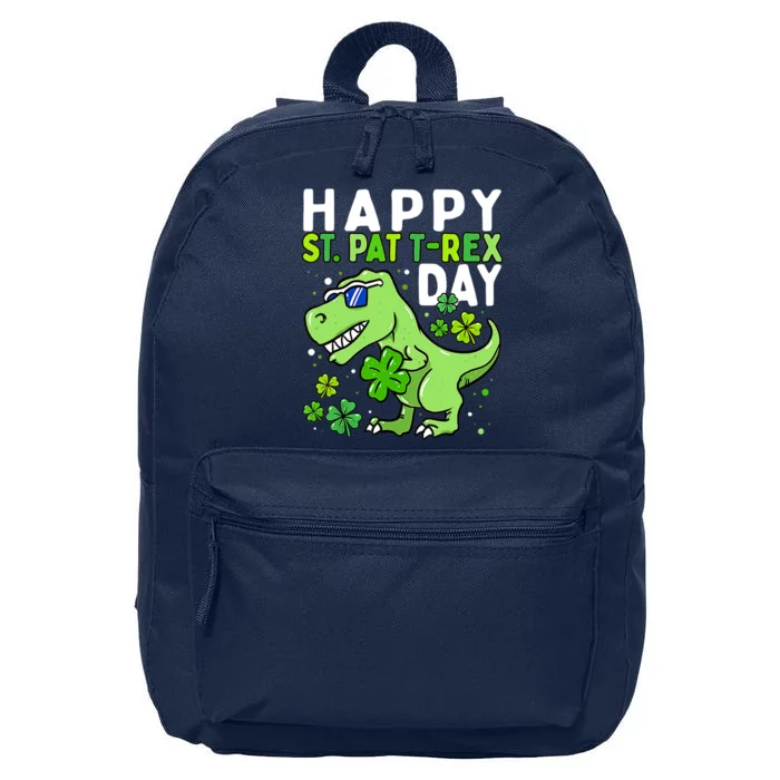 Happy St Pat Trex Day Dino St Patricks Day Boy 16 in Basic Backpack