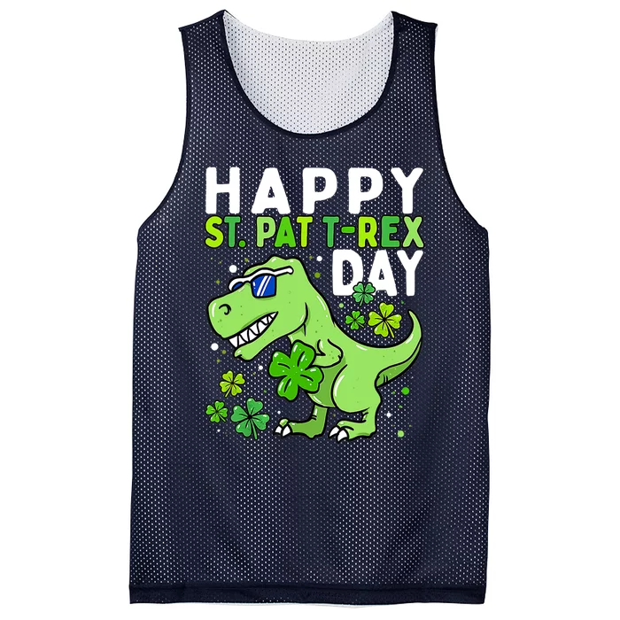 Happy St Pat Trex Day Dino St Patricks Day Boy Mesh Reversible Basketball Jersey Tank