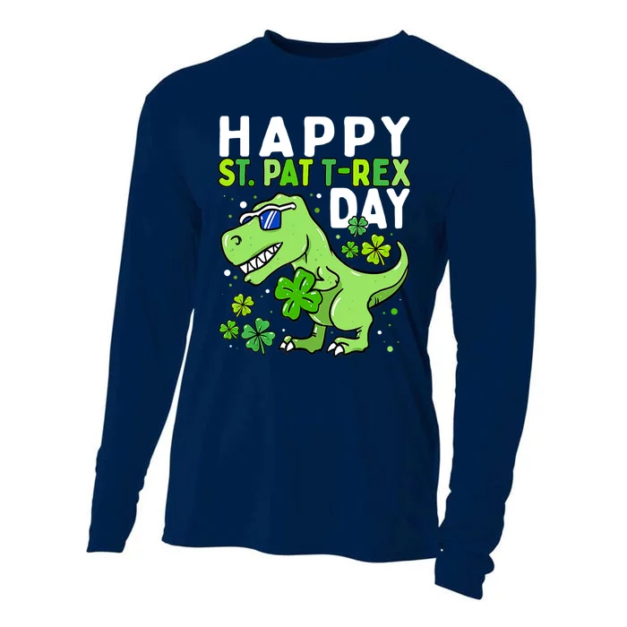 Happy St Pat Trex Day Dino St Patricks Day Boy Cooling Performance Long Sleeve Crew