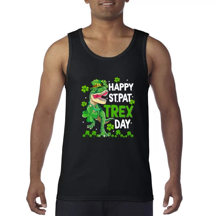 Happy St Pat Trex Patricks Day Boys Men Dinosaur TRex Tank Top