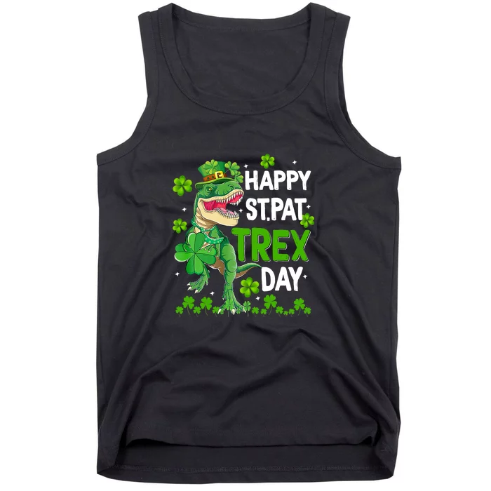 Happy St Pat Trex Patricks Day Boys Men Dinosaur TRex Tank Top