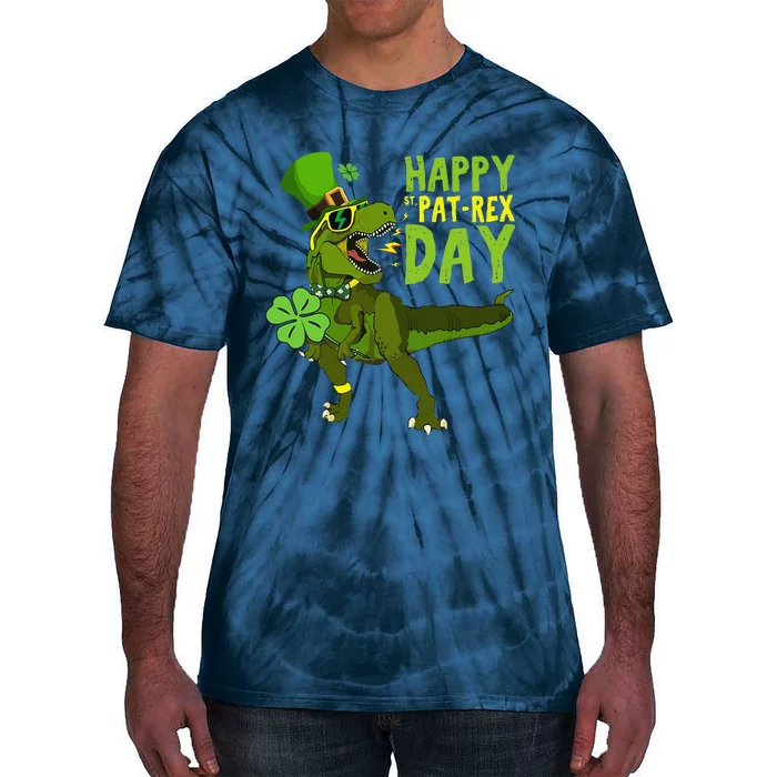 Happy St Pat Rex Day Saint Patrick's Day Dinoyrannosaurus Tie-Dye T-Shirt