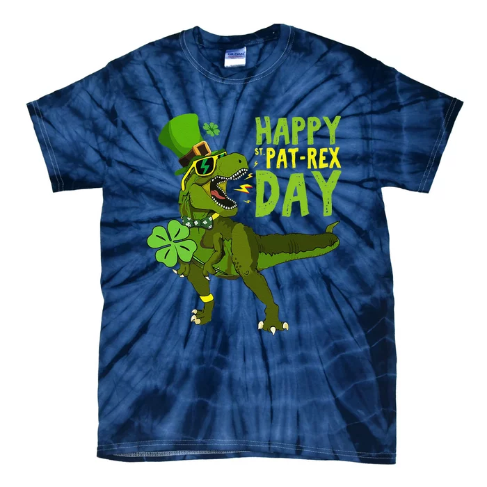 Happy St Pat Rex Day Saint Patrick's Day Dinoyrannosaurus Tie-Dye T-Shirt