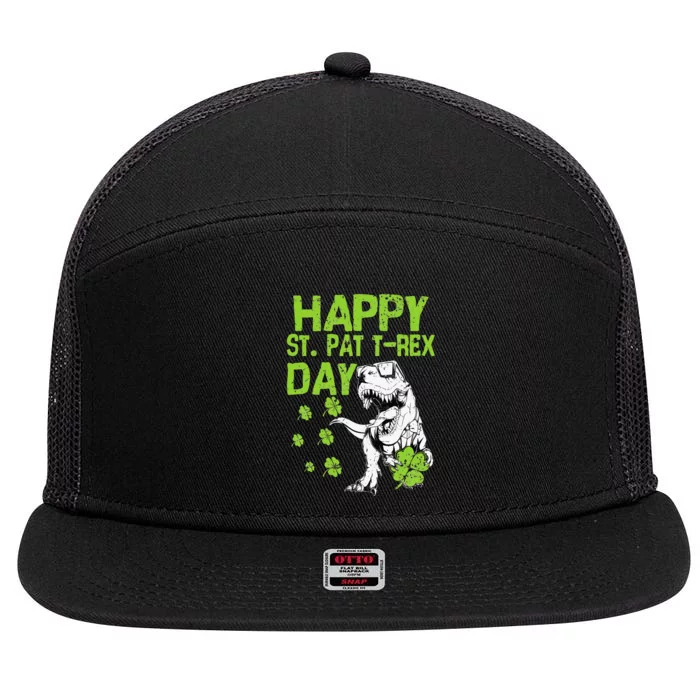 Happy St. Pat t-Rex Day Saint Shenanigan Clover Irishman 7 Panel Mesh Trucker Snapback Hat