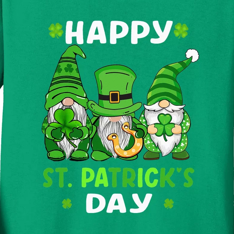 Happy St Patricks Day Gnomes Shamrock Lucky Kids Long Sleeve Shirt