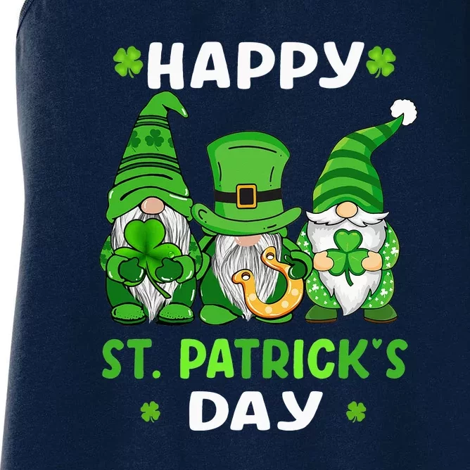 Happy St Patricks Day Gnomes Shamrock Lucky Women's Racerback Tank