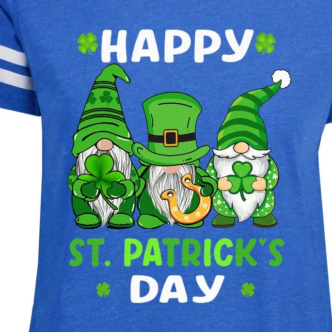 Happy St Patricks Day Gnomes Shamrock Lucky Enza Ladies Jersey Football T-Shirt