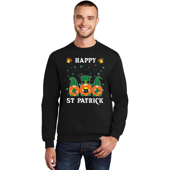 Happy St. Patrick's Day Funnyhree Gnomes Holding Shamrock Love Tall Sweatshirt