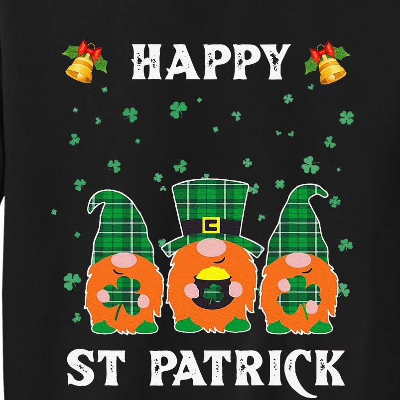 Happy St. Patrick's Day Funnyhree Gnomes Holding Shamrock Love Tall Sweatshirt