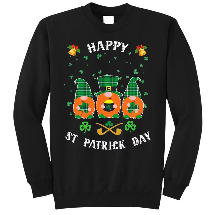 Happy St. Patrick's Day Funnyhree Gnomes Holding Shamrock Tall Sweatshirt