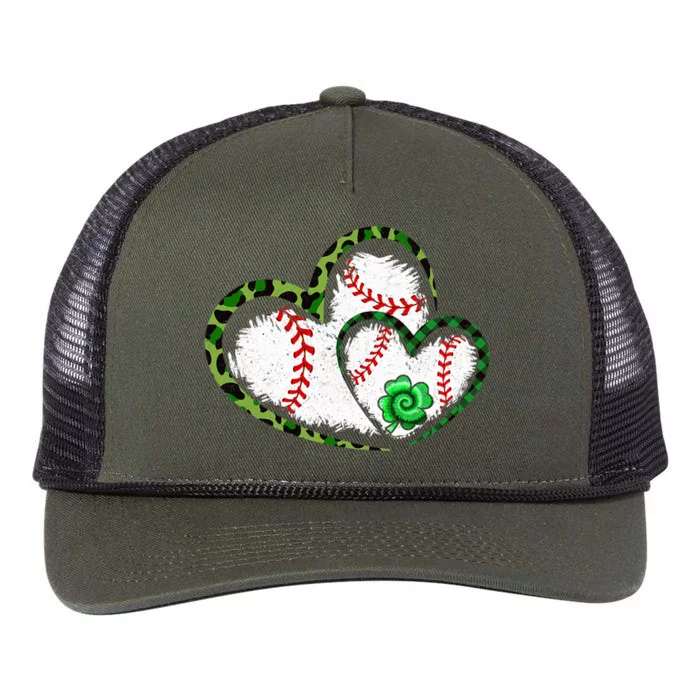 Happy St Patricks Day Shamrock Baseball Heart Retro Rope Trucker Hat Cap