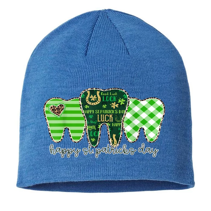 Happy St Patrick's Day Teeth Dental Assistant Dentist Gift 8 1/2in Sustainable Knit Beanie