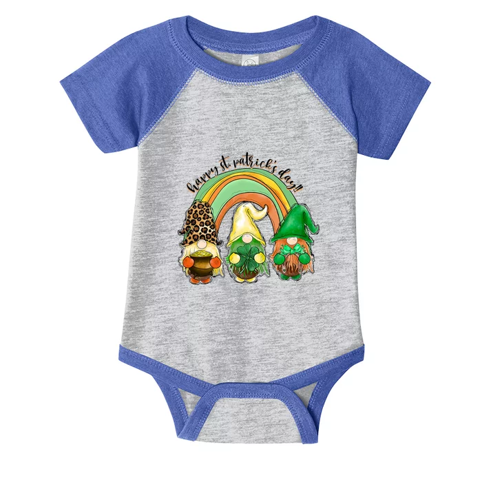 Happy St Patrick's Day Gnomes Rainbow Lucky Clover Shamrock Infant Baby Jersey Bodysuit