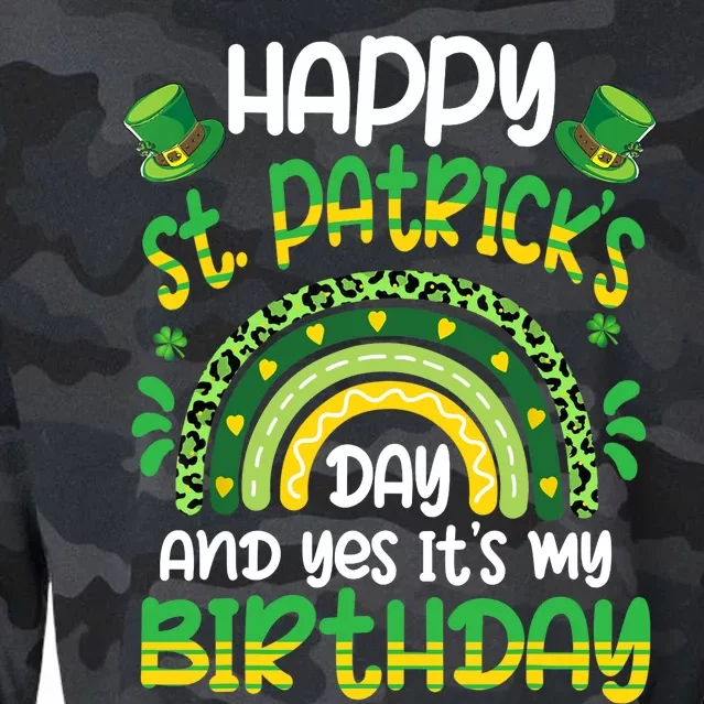 Happy St Patricks Day Its My Birthday Irish Shamrock Rainbow Cropped Pullover Crew