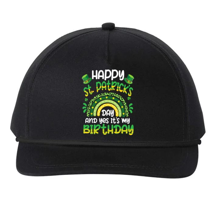 Happy St Patricks Day Its My Birthday Irish Shamrock Rainbow Snapback Five-Panel Rope Hat