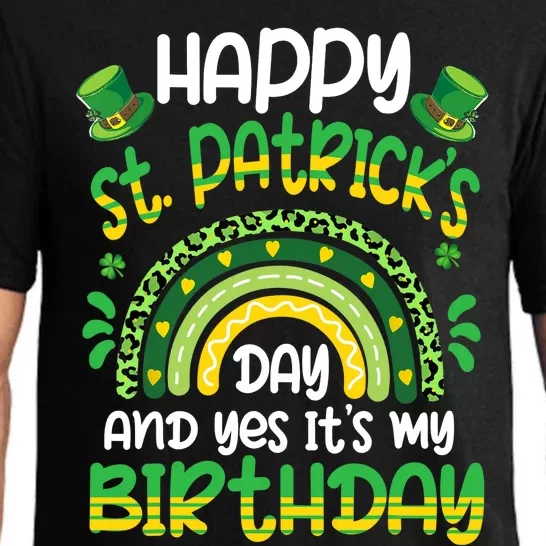 Happy St Patricks Day Its My Birthday Irish Shamrock Rainbow Pajama Set