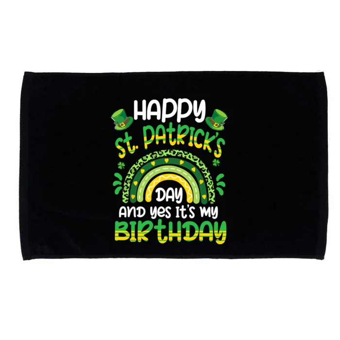 Happy St Patricks Day Its My Birthday Irish Shamrock Rainbow Microfiber Hand Towel