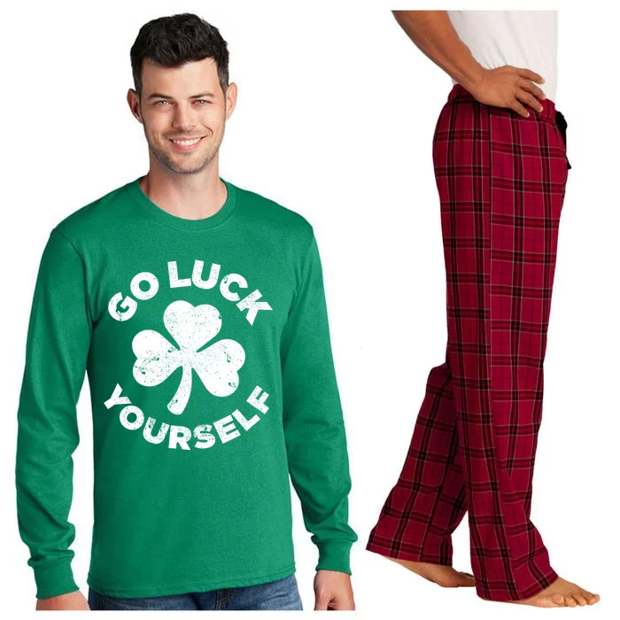 Happy St Patrick Day Go Luck Yourself Funny Irish Shamrock Long Sleeve Pajama Set